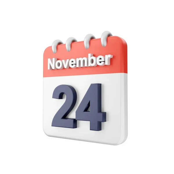 Listopad Ikona Kalendarza Cieniem Białym Tle Renderowanie Dzień Miesiąc Poniedziałek — Zdjęcie stockowe