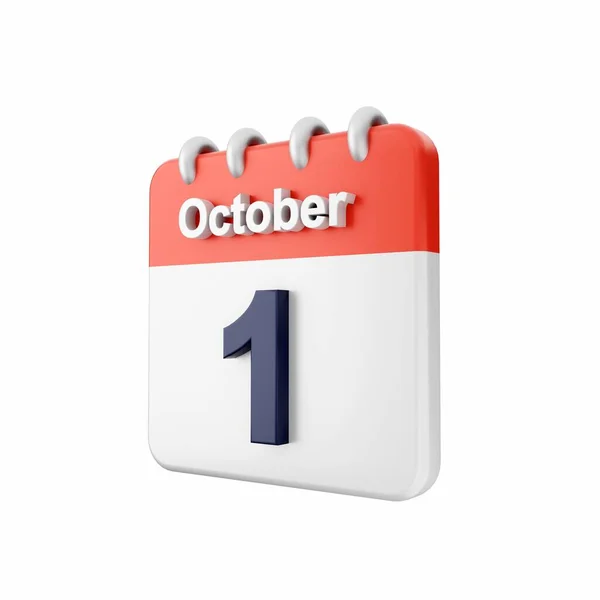Εικονίδιο Ημερολογίου Οκτωβρίου Εικόνα Απομονωμένη — Φωτογραφία Αρχείου