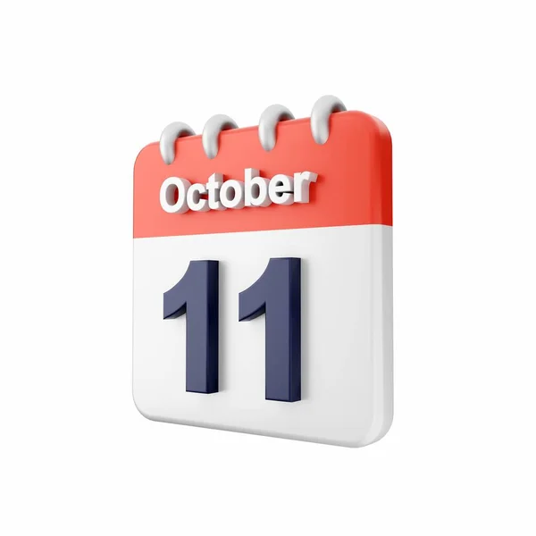 Października Kalendarz Czerwoną Wstążką — Zdjęcie stockowe