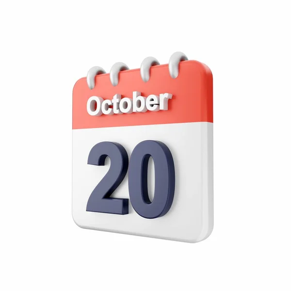 Rendering October Calendar Isolated White Background — Stock Photo, Image