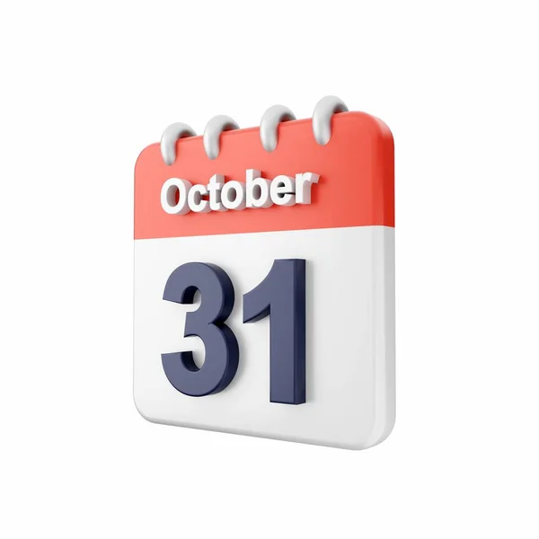 Rendering October Calendar Date Isolated White Background — Stock Photo, Image