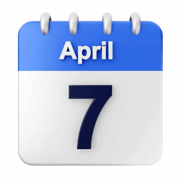 April Calendar White Background Rendering — Stock Photo, Image