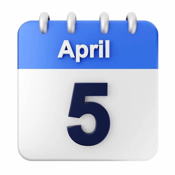April Kalender Geïsoleerd Wit — Stockfoto