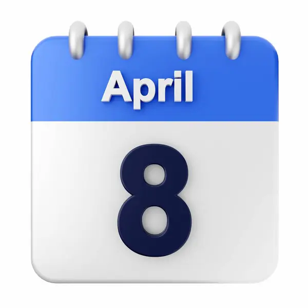 April Kalendersymbol Auf Weißem Hintergrund Rendering — Stockfoto