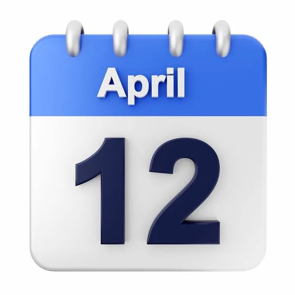 April Kalender Auf Weißem Hintergrund Abbildung — Stockfoto