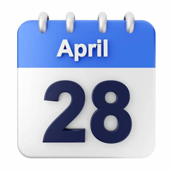 Weergave Van Blauwe April Kalender Geïsoleerd Witte Achtergrond Illustrator — Stockfoto