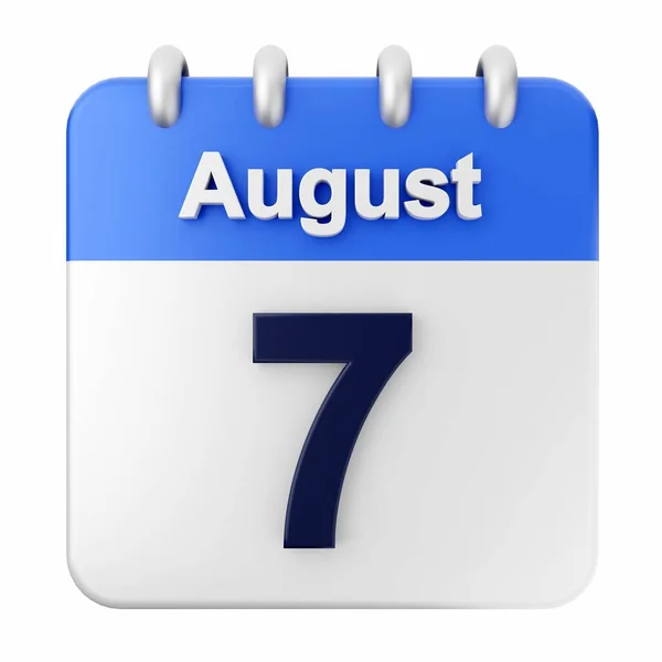 Agosto Calendario Blanco Sobre Fondo Blanco Representación —  Fotos de Stock