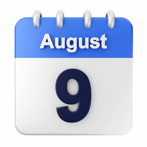 Calendario Fondo Blanco Fecha Agosto —  Fotos de Stock