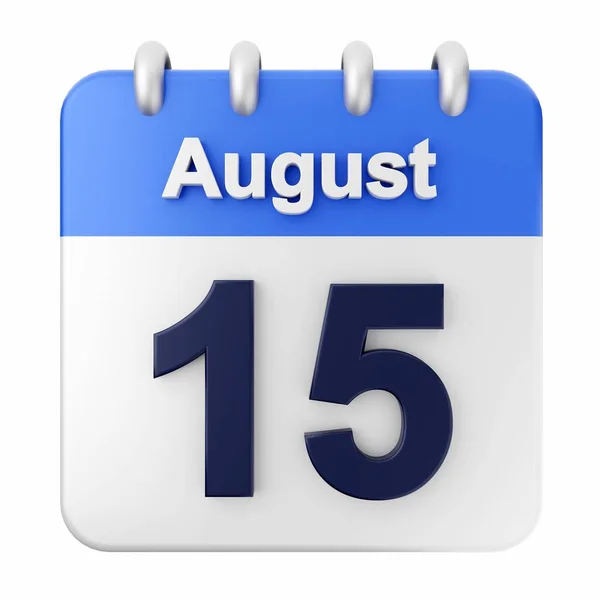 Agosto Calendario Sobre Fondo Blanco Ilustración — Foto de Stock