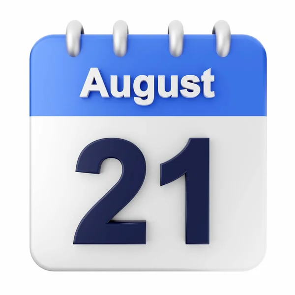 Calendario Blanco Con Fecha Agosto Día — Foto de Stock