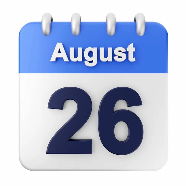Agosto Calendario Sobre Fondo Blanco — Foto de Stock