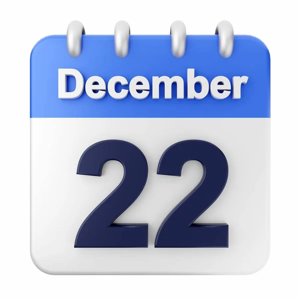 December Calendar White Background Rendering — Stock Photo, Image