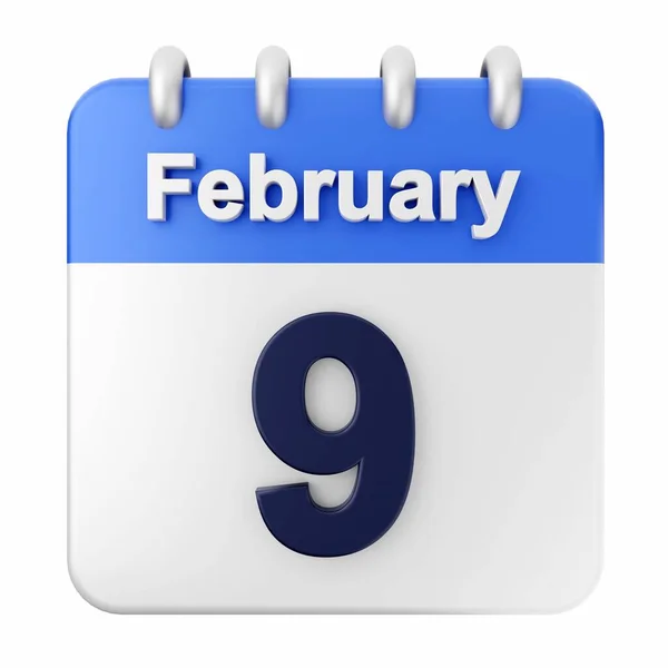 Febrero Calendario Sobre Fondo Blanco Representación —  Fotos de Stock