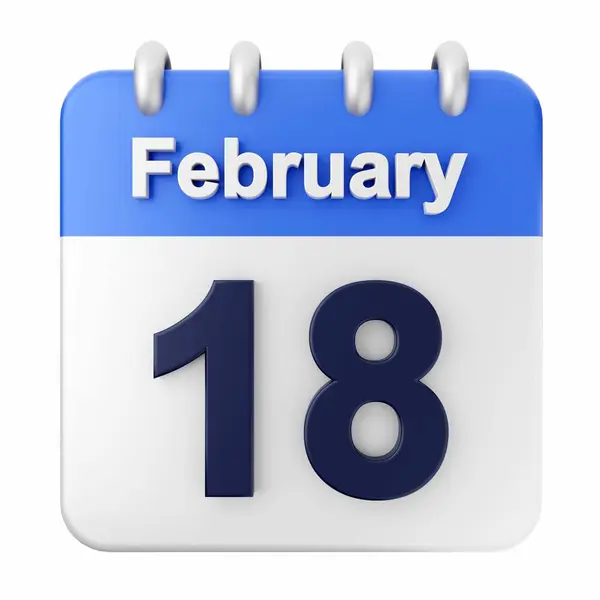 Febrero Calendario Sobre Fondo Blanco — Foto de Stock