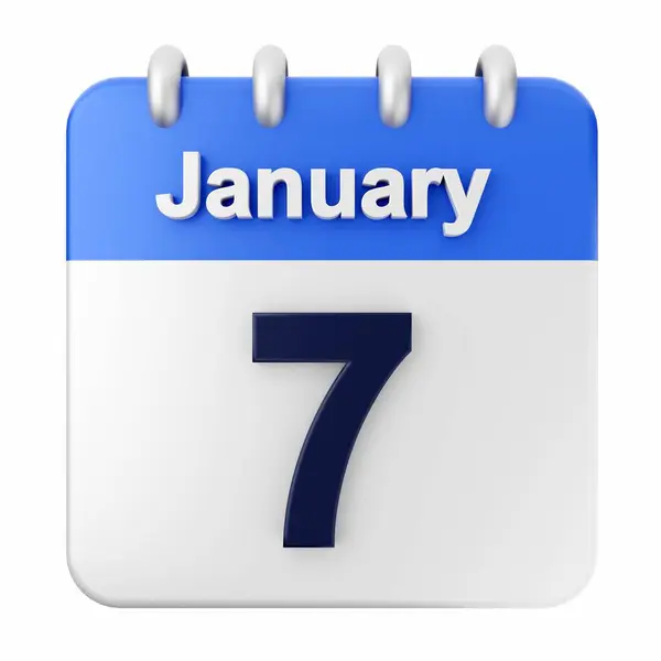 Enero Calendario Sobre Fondo Blanco Representación — Foto de Stock