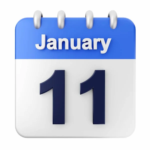 Enero Calendario Sobre Fondo Blanco Ilustración — Foto de Stock