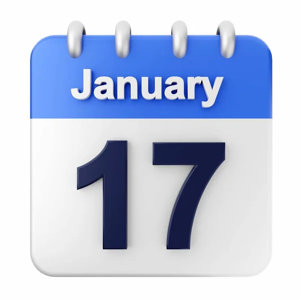 stock image january 1 7. calendar on white background. 3 d illustration. 