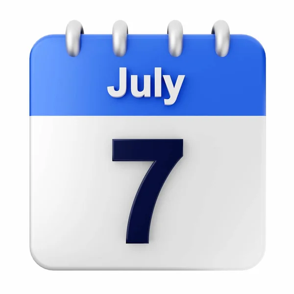Kalender Auf Weißem Hintergrund Juli — Stockfoto