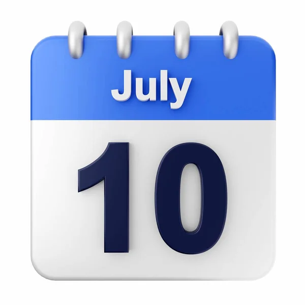 Juli Kalender Auf Weißem Hintergrund Abbildung — Stockfoto