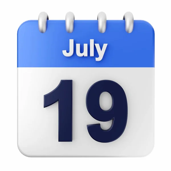 Juli Kalender Auf Weißem Hintergrund — Stockfoto