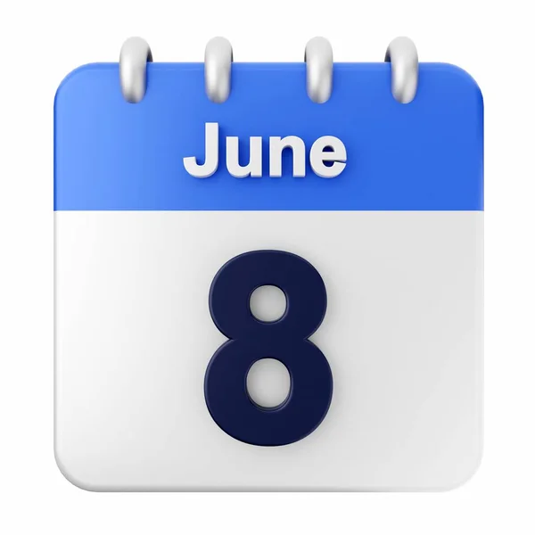 Juni Kalenderblatt Auf Weißem Hintergrund Abbildung — Stockfoto