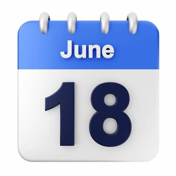 Junio Calendario Sobre Fondo Blanco Ilustración —  Fotos de Stock