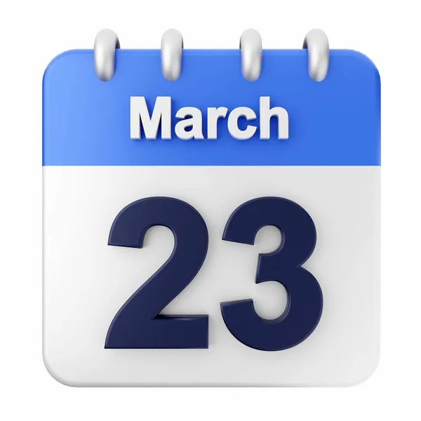 Maart Kalender Witte Achtergrond — Stockfoto