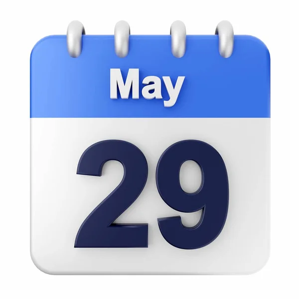 Maio Calendário Sobre Fundo Branco Renderização — Fotografia de Stock