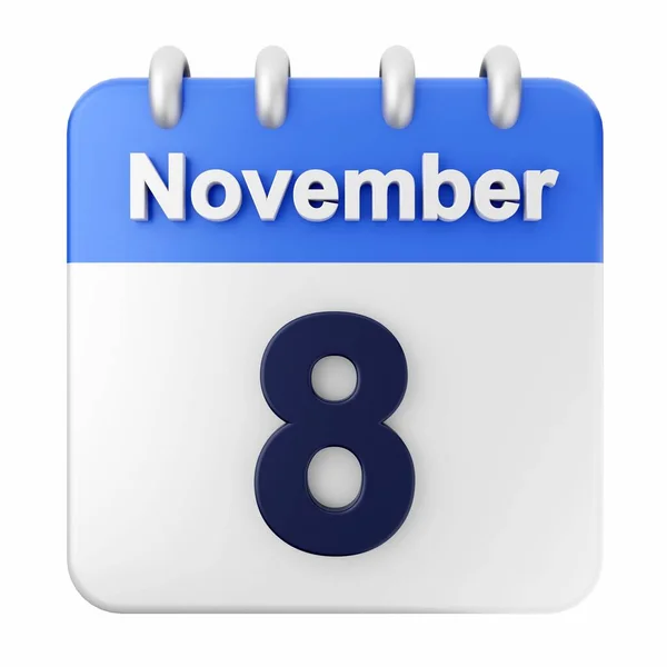 Listopad Kalendář Bílém Pozadí — Stock fotografie