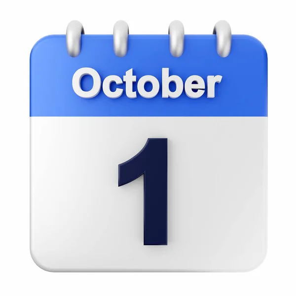 Outubro Calendário Sobre Fundo Branco Ilustração — Fotografia de Stock