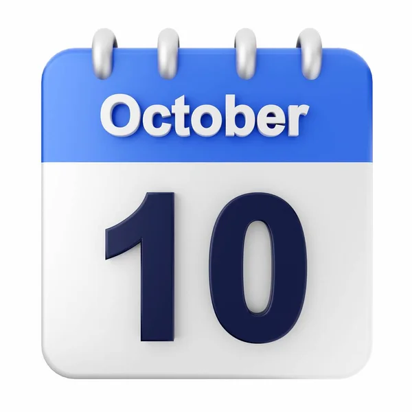 Vit Kalender Oktober Vit Bakgrund — Stockfoto