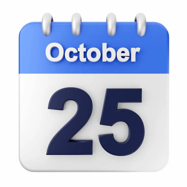 Oktober Kalender Med Vit Bakgrund Isolerad Illustration — Stockfoto