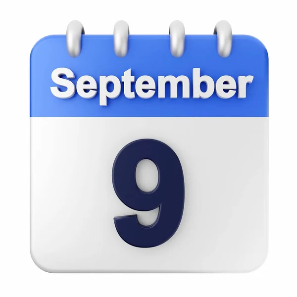 Calendario Blanco Sobre Fondo Azul Septiembre — Foto de Stock