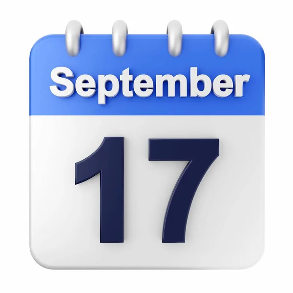 Σεπτεμβρίου Σχετικά Ημερολόγιο Που Απομονώνεται Λευκό Φόντο Απόδοση — Φωτογραφία Αρχείου