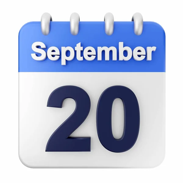 Septiembre Calendario Septiembre Sobre Fondo Blanco — Foto de Stock