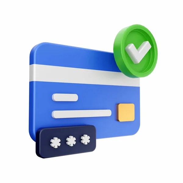 Tarjeta Crédito Con Marca Verificación Escudo — Foto de Stock
