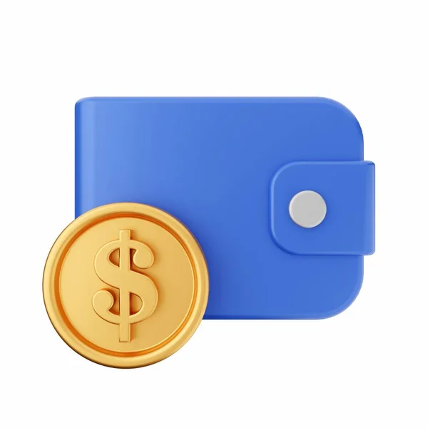 Rendering Von Blauen Und Goldenen Münzen Mit Kreditkarte Isoliert Auf — Stockfoto