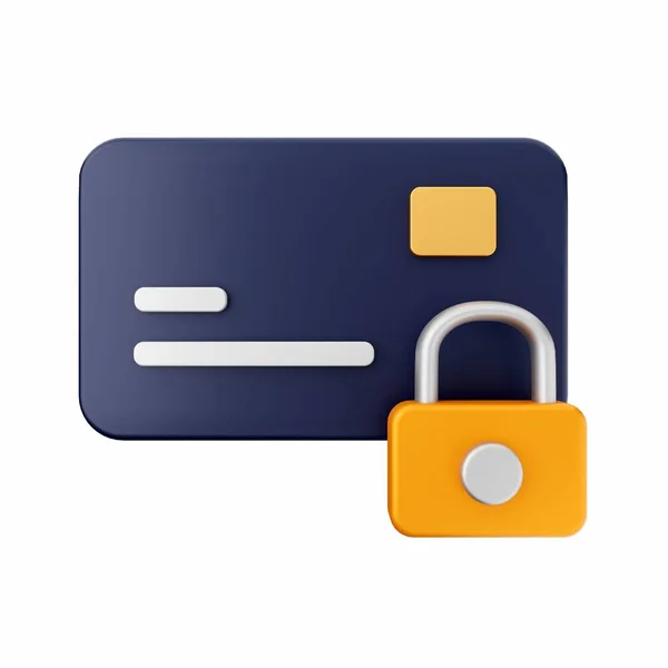 Kreditkort Säkerhet Koncept Illustration Isolerad Vit Bakgrund — Stockfoto