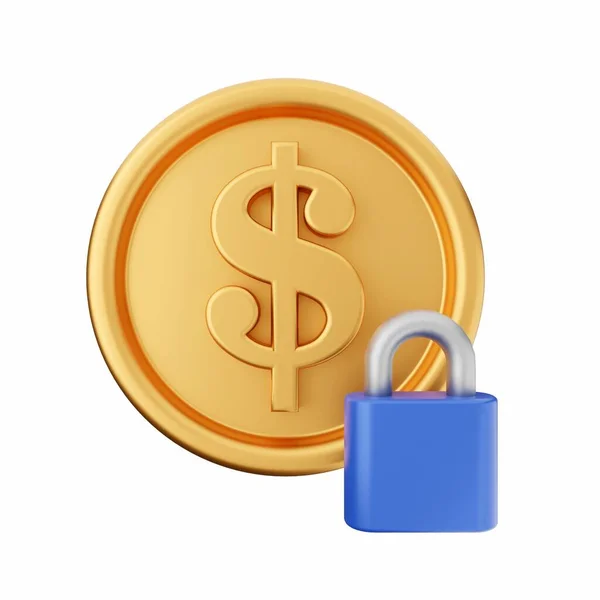 Safe Padlock Golden Dollar Sign Isolated — Stock Photo, Image