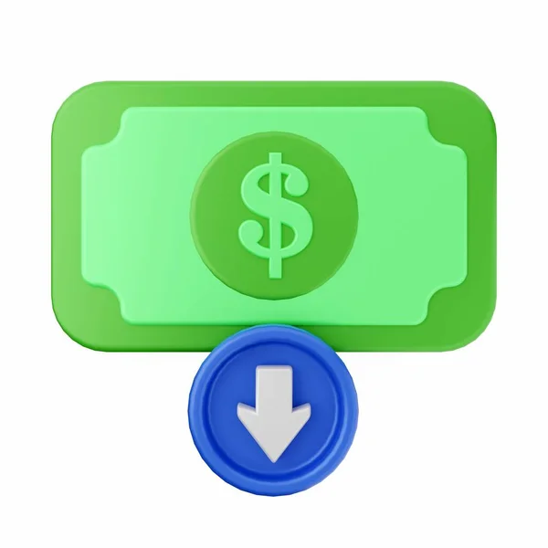 Vykreslení Zelené Šipky Dolarovou Značkou Izolované Bílém Pozadí Koncept Podnikání — Stock fotografie