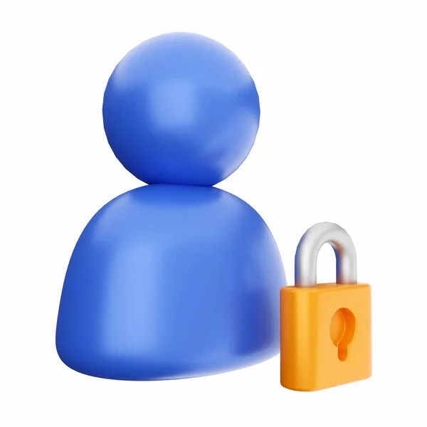 Rendering Lock Blue Key — Stock Photo, Image