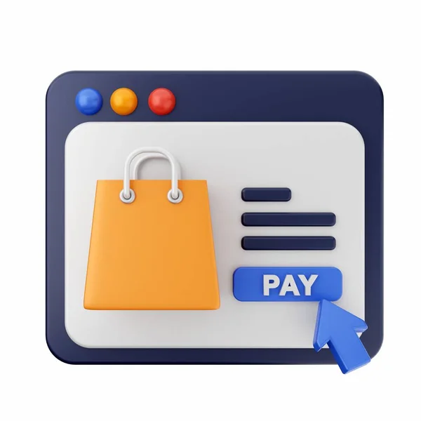 Illustration Shopping Bag Credit Card Pay Mobile Phone — Stock Photo, Image