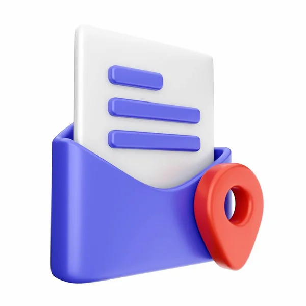 붉은색 우편물 봉투의 파란색 아이콘을 렌더링하는 — 스톡 사진