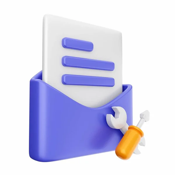 Rendering Blue Folder Open Envelope White Background — Stock Photo, Image