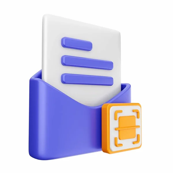 배경에 고립된 파란색 주황색 이메일 아이콘을 렌더링하는 — 스톡 사진
