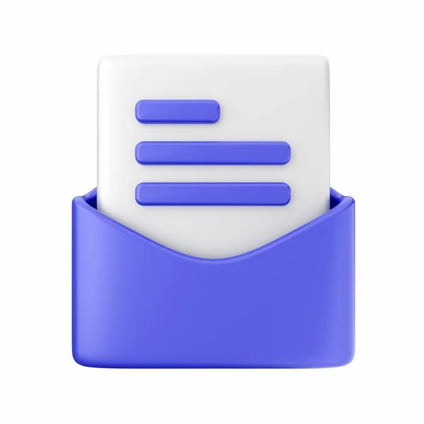 Rendering Blue Envelope Icon Isolated White — Stock Photo, Image