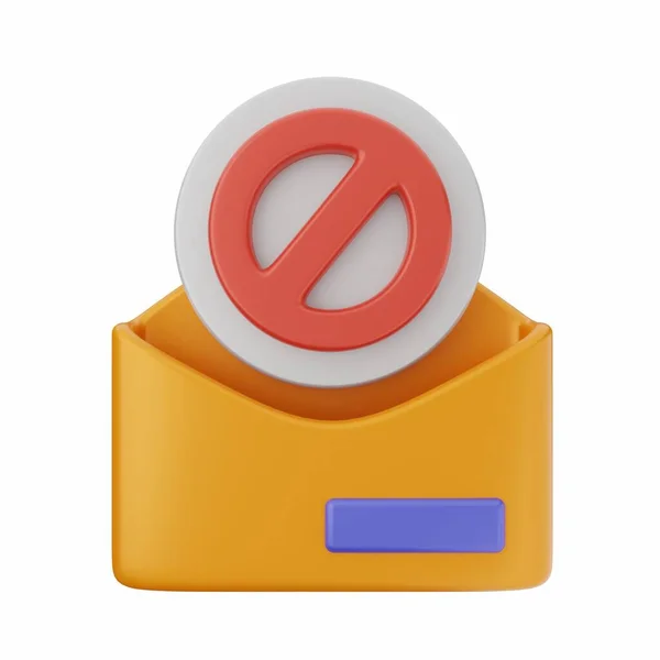 Geen Mail Symbool Met Rode Stempel Geïsoleerd Wit Weergave — Stockfoto