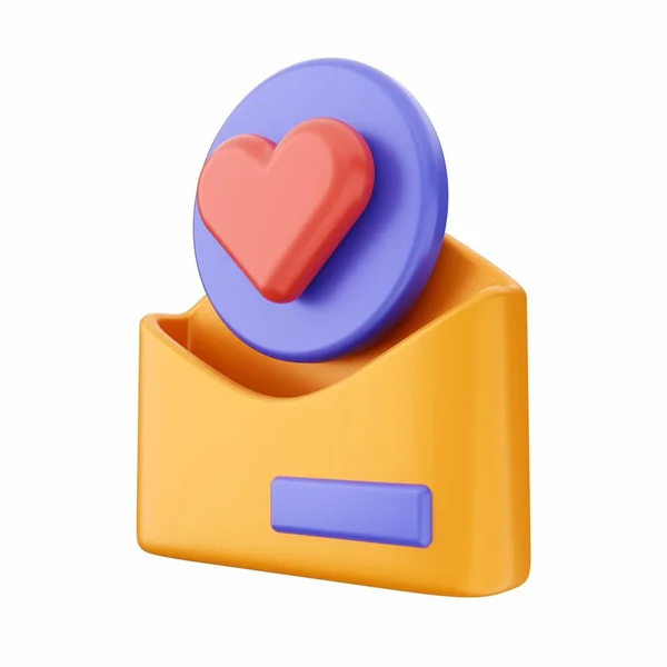 Boyutlu Simge Aşk Mektubu Mektup Kalpli Zarf Mektup Günü Aşk — Stok fotoğraf