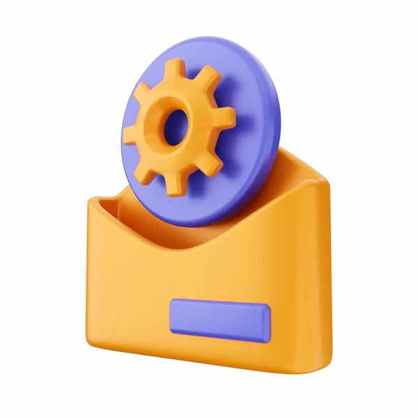 Rendu Une Icône Enveloppe Ouverte Orange Bleue Isolée Sur Fond — Photo