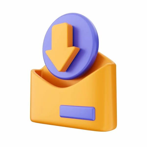 Render Icon Open Mail Symbol Arrow Isolated White Background — Stock Photo, Image